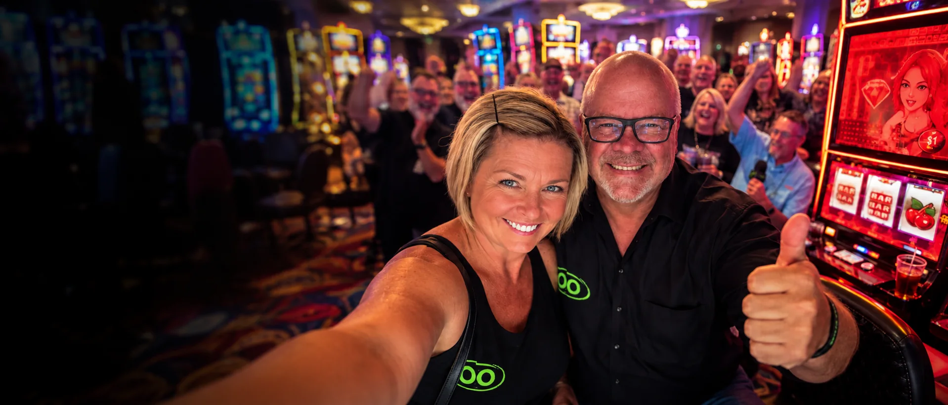 Mike and Jona of OCR Slots in a casino